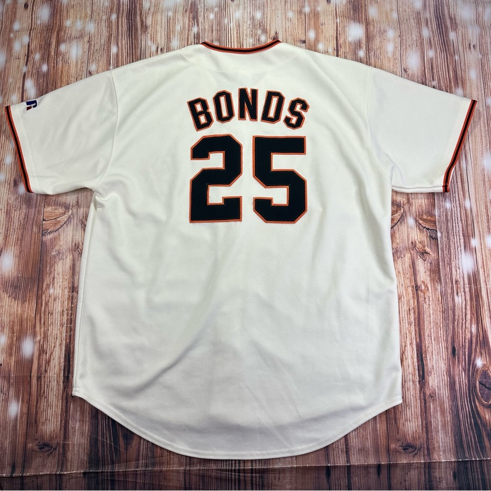 Vintage Russell San Francisco Giants Barry Bonds #25 Cream Jersey Size Large